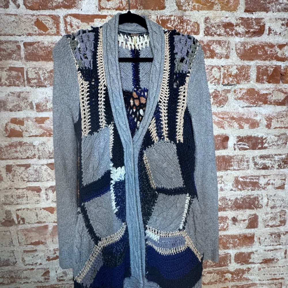 FREE PEOPLE - RARE Patchwork Knit Cardigan Sweater